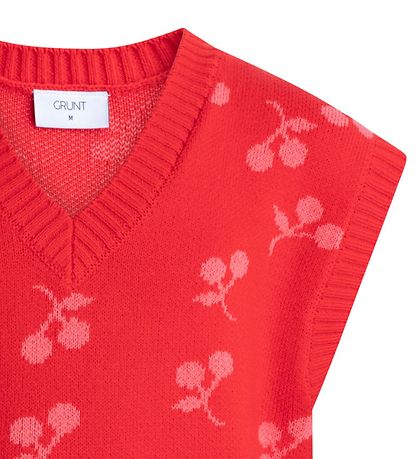 Grunt Waistcoat - Knitted - Aviana - Red w. Cherry