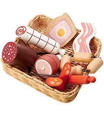 Tender Leaf Wooden Toy Toy - Basket With Butcher's Goods Tender Leaf Wooden Toy Toy - Basket With Butcher's Goods