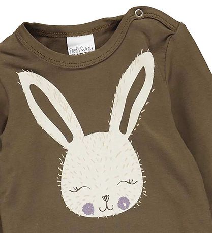 Freds World Bodysuit l/s - Rabbit Font - Brown Mist w. Print Freds World Bodysuit l/s - Rabbit Font - Brown Mist w. Print