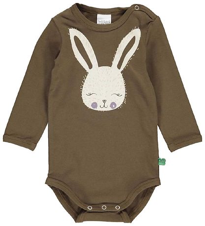 Freds World Bodysuit l/s - Rabbit Font - Brown Mist w. Print Freds World Bodysuit l/s - Rabbit Font - Brown Mist w. Print