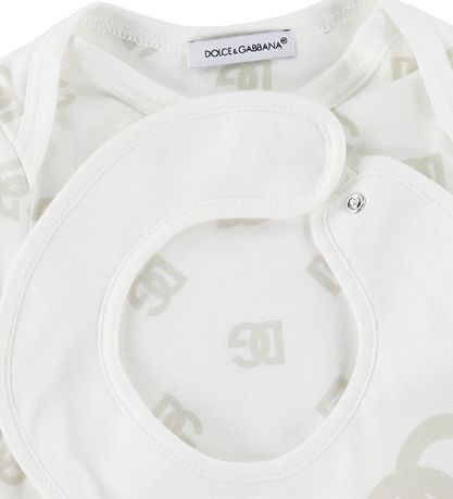 Dolce & Gabbana Gift Box - Teething Bib/Bodysuit s/s - Logo Beig