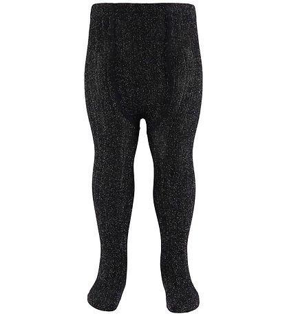 Condor Tights - Viscose - Rib - Black w. Glitter