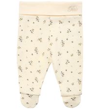 Petit by Sofie Schnoor Trousers w. Feet - Antique White w. Flowe