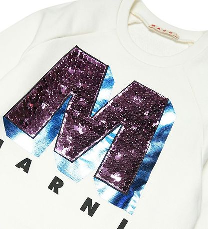 Marni Sweatshirt - Wit m. Pailletten Marni Sweatshirt - Wit m. Pailletten