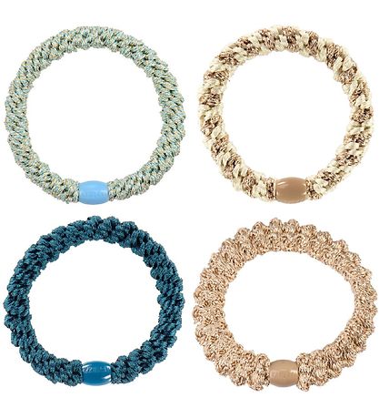 Kknekki Elastiset hiuspannat - 4 kpl - Sininen/Beige Kimalle Mix Kknekki Elastiset hiuspannat - 4 kpl - Sininen/Beige Kimalle Mix