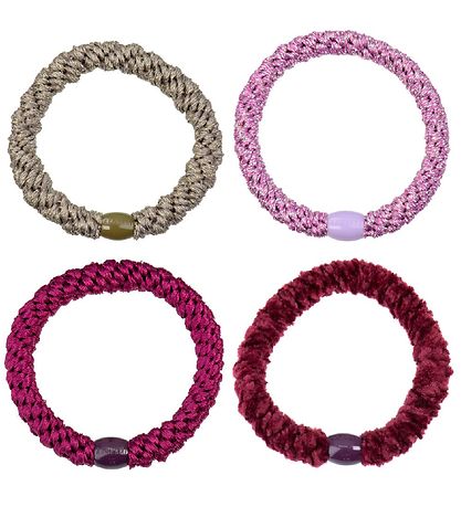 Kknekki Elastic Hair Bands - 4-Pack - Red/Grey Glitter Mix Kknekki Elastic Hair Bands - 4-Pack - Red/Grey Glitter Mix
