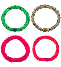 Kknekki Elastic Hair Bands - 4-Pack - Pink/Green Glitter Mix Kknekki Elastic Hair Bands - 4-Pack - Pink/Green Glitter Mix