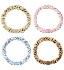 Kknekki Elastic Hair Bands - 4-Pack - Blue/Pink/Beige Kknekki Elastic Hair Bands - 4-Pack - Blue/Pink/Beige