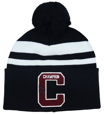 Champion Muts - Gebreid - Tiener - 2-lag - Zwart/Wit m. Pom-Pom
