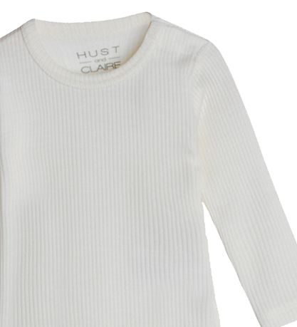 Hust and Claire Bodysuit l/s - Berry - Rib - Wool - Off White