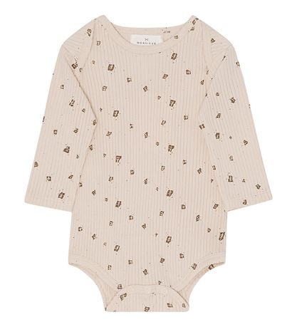 Monsieur Mini Bodysuit æ/s - Off White w. Chocolate