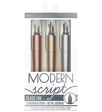 Ooly Fountain pen with. Notebook - 3 Pcs - Dual Tip Metallic Mar Ooly Fountain pen with. Notebook - 3 Pcs - Dual Tip Metallic Mar