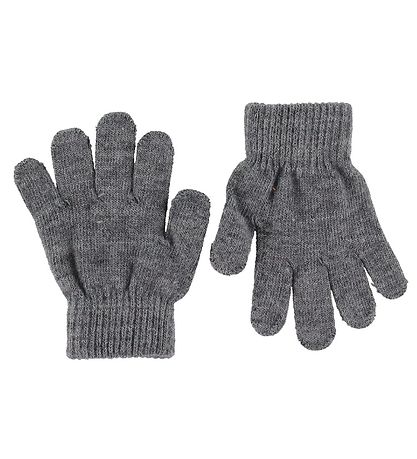 Racing Kids Gloves - Knitted - Wool - Gray Melange Racing Kids Gloves - Knitted - Wool - Gray Melange
