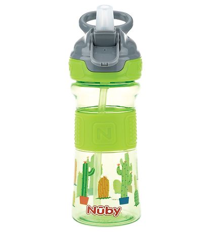Nuby Trinkflasche m. Strohhalme - 360 ml - Grün Nuby Trinkflasche m. Strohhalme - 360 ml - Grün