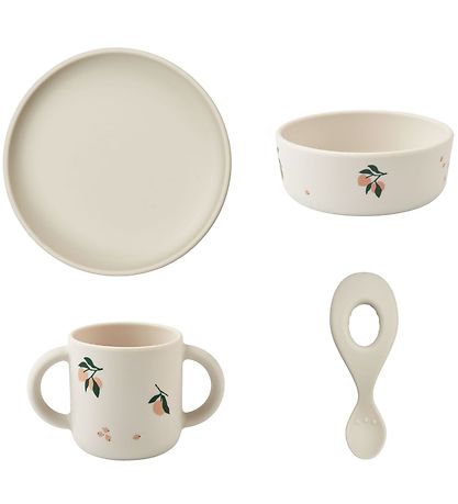 Liewood Dinner Set - Silicone - 4 Parts - Vivi - Peach/Sea Liewood Dinner Set - Silicone - 4 Parts - Vivi - Peach/Sea