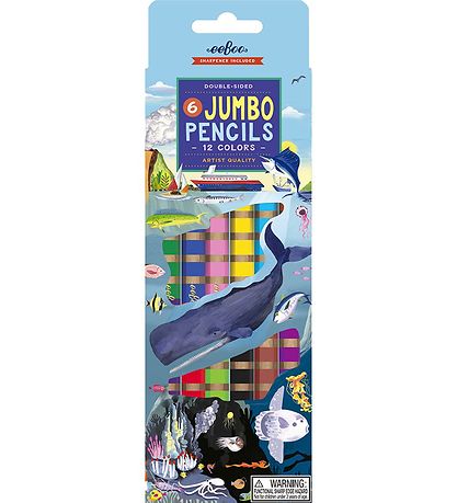 Eeboo Colouring Pencils - Jumbo - 6 Pcs - Under The Sea