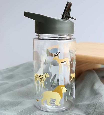 A Little Lovely Company Trinkflasche mit. Strohhalme - 450 ml - 