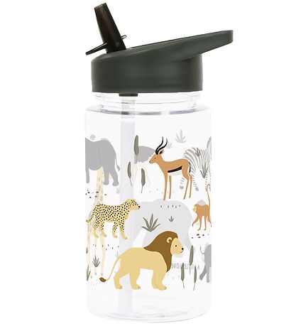 A Little Lovely Company Trinkflasche mit. Strohhalme - 450 ml - 