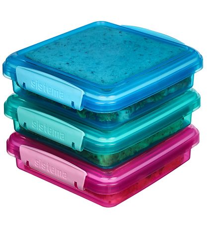 Boîte à Repas Sistema - Sandwich Box - 450 ml - 3 Pack - Rose+Bl Boîte à Repas Sistema - Sandwich Box - 450 ml - 3 Pack - Rose+Bl