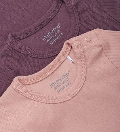 Minymo Bodysuit l/s - 2-Pack - Misty Rose