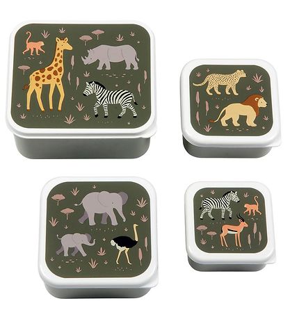 A Little Lovely Company Lunchbox Set - 4 pcs - Savanna