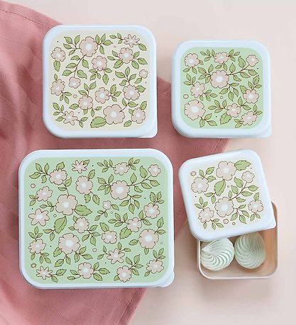 A Little Lovely Company Lunchbox Set - 4 pcs - Blossoms A Little Lovely Company Lunchbox Set - 4 pcs - Blossoms