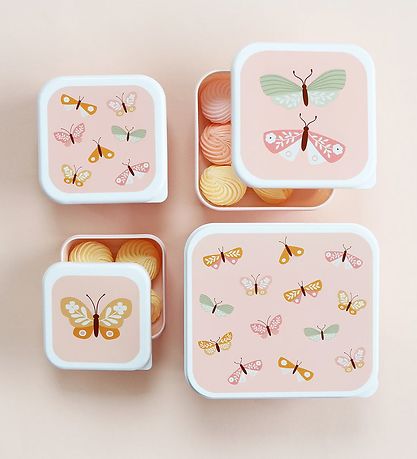 A Little Lovely Company Lunchbox Set - 4 pcs - Butterflies A Little Lovely Company Lunchbox Set - 4 pcs - Butterflies
