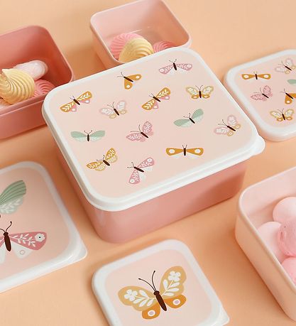 A Little Lovely Company Lunchbox Set - 4 pcs - Butterflies A Little Lovely Company Lunchbox Set - 4 pcs - Butterflies