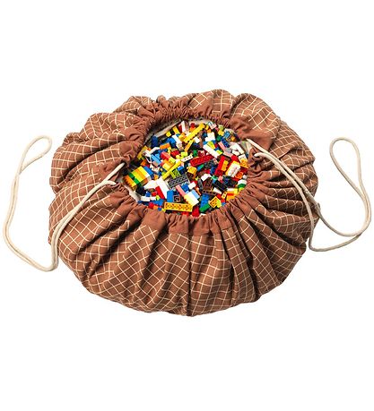 Play&Go Play Mat - Ø140 - Grid Brown Play&Go Play Mat - Ø140 - Grid Brown