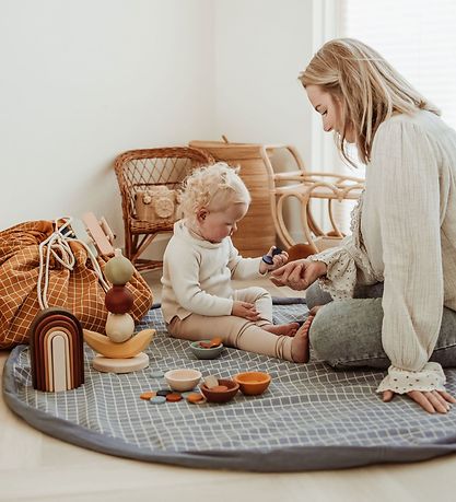 Play&Go Lekmatta - Ø140 - Rutnät Blue