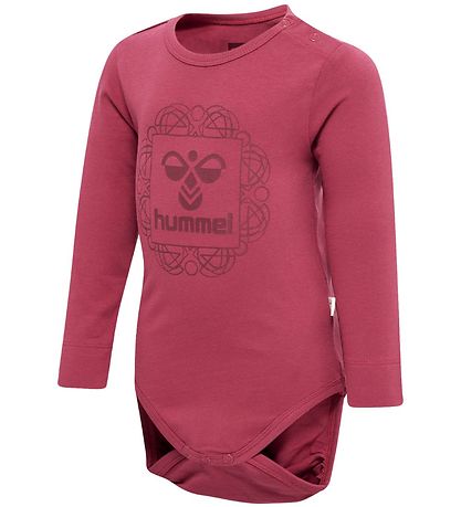Hummel Bodysuit L/s - hmlHelga - Earth Red w. Logo