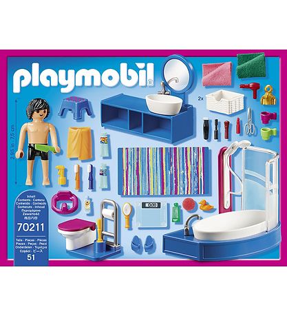 Playmobil Dollhouse - 욕조가 있는 욕실 - 70211 - 51개 부품