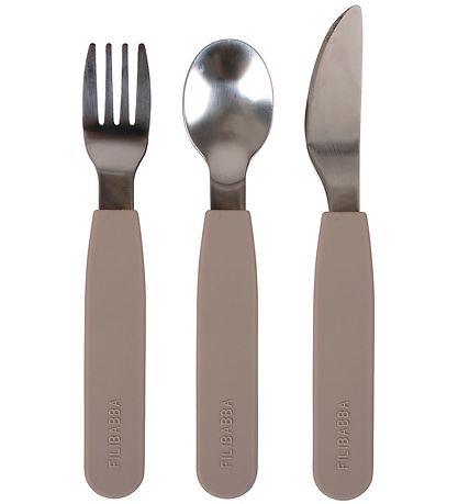 Filibabba Silikon Besteckset - Warm Grey