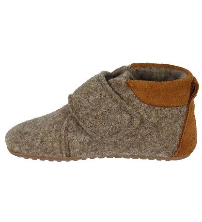 Pom Pom Pantoffels - Wol - Brown Melange