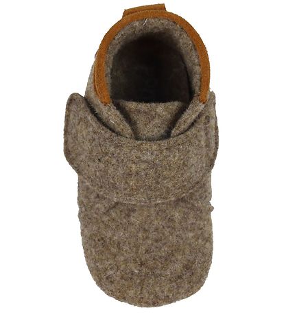 Pom Pom Pantoffels - Wol - Brown Melange