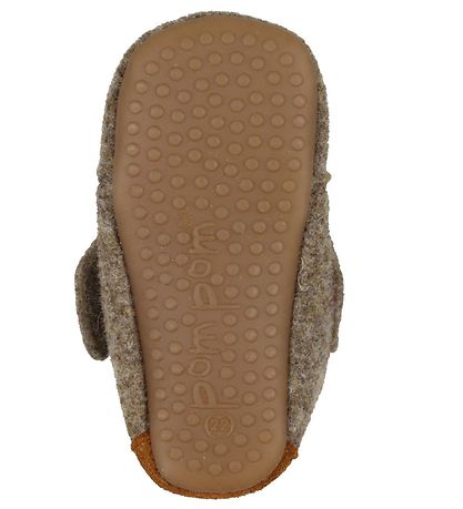 Pom Pom Pantoffels - Wol - Brown Melange