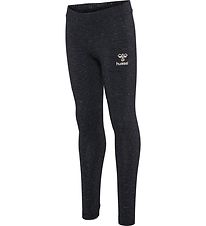 Hummel Leggings - hmlLumi - Schwarz m. Silberne Streifen