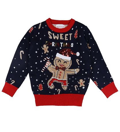 Jule-Sweaters Blouse - Cute Cookie Man - Knitted - Blue Jule-Sweaters Blouse - Cute Cookie Man - Knitted - Blue