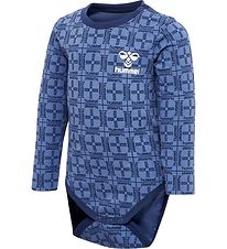 Hummel 보디수트 긴팔 - hmlCheck - 블루 호라이즌 Hummel 보디수트 긴팔 - hmlCheck - 블루 호라이즌