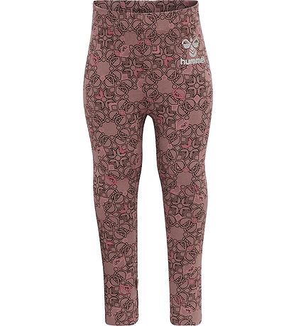 Hummel Leggings - hmlFia - Deep Taupe w. Silver Glitter