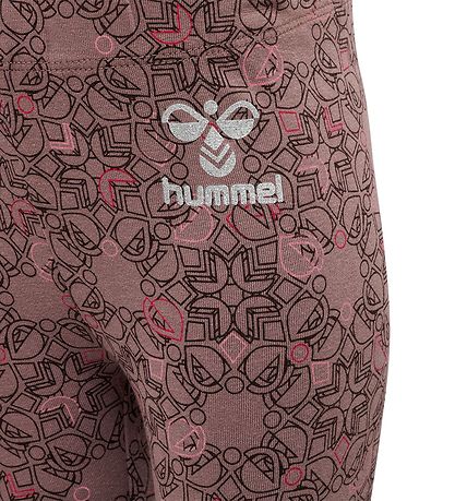 Hummel Leggings - hmlFia - Deep Taupe w. Silver Glitter
