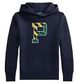 Polo Ralph Lauren Hoodie - Knitted - Letterman - Navy w. Yellow/ Polo Ralph Lauren Hoodie - Knitted - Letterman - Navy w. Yellow/