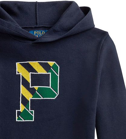 Polo Ralph Lauren Hoodie - Knitted - Letterman - Navy w. Yellow/