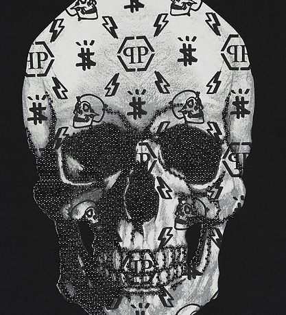 Philipp Plein T-Shirt - Stones Skull - Black w. White/Rhinestone