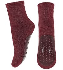 MP Socks w. Anti-Slip - Celina - Dark Red w. Glitter MP Socks w. Anti-Slip - Celina - Dark Red w. Glitter