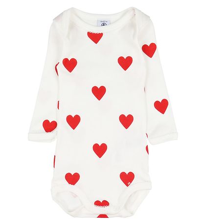 Petit Bateau Bodysuit L/æ - 3-Pack - White w. Hearts