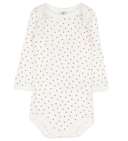 Petit Bateau Bodysuit L/æ - 3-Pack - White w. Hearts