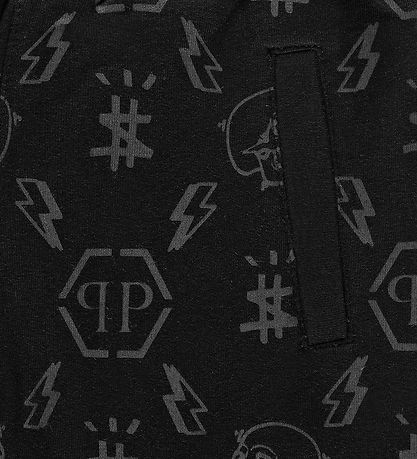 Philipp Plein Joggingbuxur - Einrit - Svart M. Prentað