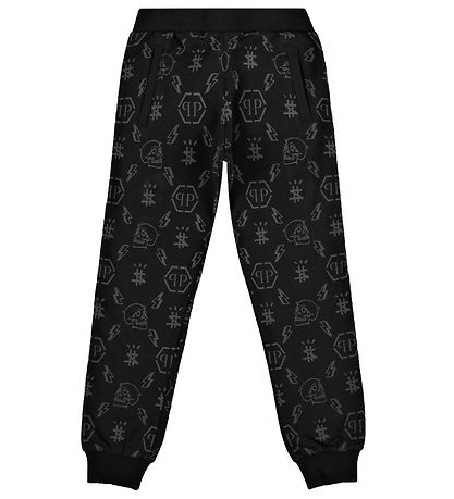 Philipp Plein Joggingbuxur - Einrit - Svart M. Prentað