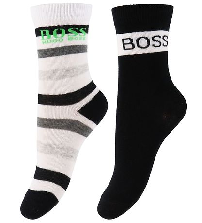 BOSS Socks - 2-Pack - Casual - Black/White w. Stripes BOSS Socks - 2-Pack - Casual - Black/White w. Stripes